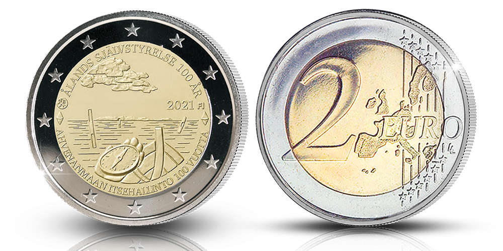 Åland Autonomy 100 Years special two euro coin, proof