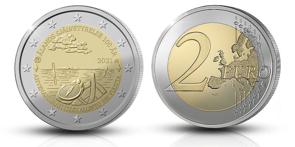 Åland Autonomy 100 Years special two euro coin