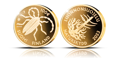 Numrerat jubileumsmynt Finlands första lag om naturskydd 1923