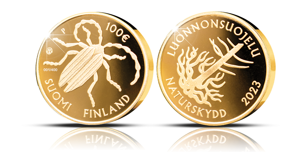 Numeroitu Suomen ensimmäinen luonnonsuojelulaki 1923 -kultaraha 2023